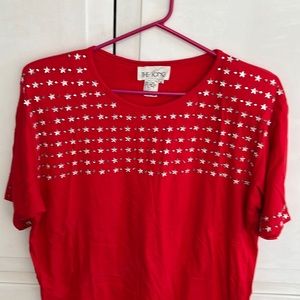 Red Icing Oversized Rhinestone T